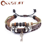 New Leather Bracelets for Women Men Jewelry Key Charm pulseira masculina pulseira feminina erkek bileklik Punk bracelet femme daiiibabyyy