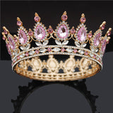 Daiiibabyyy Gold Purple Queen King Bridal Crown For Women Headdress Prom Pageant Wedding Tiaras and Crowns Hair Jewelry Accessories