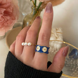 2021 Trendy Korean Style Flower Rings for Women Punk Vintage Plum Blossom Ring Small Daisy Flower Rings Party Couple R daiiibabyyy