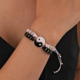 New Tai Chi Yin Yang Couple Bracelets Alloy Pendant Adjustable Braid Chain Bracelet Necklace Matching Lover Bracelets Necklaces daiiibabyyy