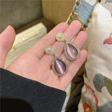 2022 new trend temperament purple ear stud, Korea contracted geometry water drops restore ancient ways wind woman for earrings daiiibabyyy