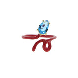 8 Colors Wrapped The Wire Band Colorful Single Tear Drop Marquise Stone Open Adjusted Ring For Women