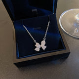 Korean Simple Titanium Steel Butterfly Necklace For Women 2022 New Ins Fashion Trend Clavicle Chain Net Red High-End Accessories daiiibabyyy