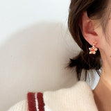 New Fashion Rhinestone Rose Gold color Stars Earrings Asymmetrical Red Zircon Star Drop Cute Earrings Fine Jewelry For Women daiiibabyyy