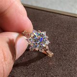 Daiiibabyyy Fashion Jewelry Women Engagement Ring Crystal Wedding Promise Crown Flower Rings for Women Jewelry Gifts