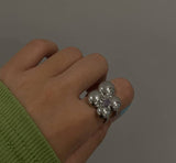 New Korean Geometric Irregular Flower Heart Open Rings For Women Girls Punk Party Jewelry Forefinger Rings Gift feminina anillos daiiibabyyy