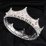 Daiiibabyyy Coffee Gold Circle Tiaras Royal Queen King Wedding Crown Diadem Party Prom Headband Pageant Headdress Hair Jewelry Ornament