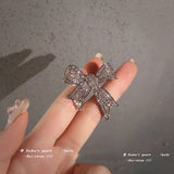 High Sense Inlaid Rhinestone Bow Shaped Brooch Korean Evening Dress Suit Accessories Jewelry Fashion Pin For Woman in 2022 daiiibabyyy