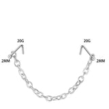 Double L Shape Nose Chain Heart Nose Piercing Chain 20G Straight Ball Nose Chain Zircon Piercing Nariz Pircing Septum Nez daiiibabyyy