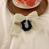 Wool Knitted Fabric Bow Rubber Band Princess Ponytail Headwear Hair Accessories Fashion Sweet Elegant Girl Head Hair Circle daiiibabyyy