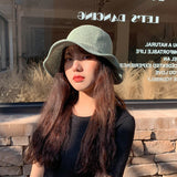 Spring and Summer Knitted fisherman hat Female Breathable Casual Bucket Hat solid color Hollow out hat daiiibabyyy
