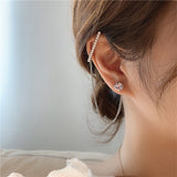 2021 New Trendy Long Butterfly Clip Earrings Ear Hook Pearl Ear Clips Without Pierced Ears Chain Earrings Women Girls Jewelry daiiibabyyy