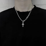 New Personality Cross Square Metal Multilayer Hip hop Long Chain Cool Simple Necklace For Women men Jewelry Gifts 19 daiiibabyyy