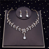 Daiiibabyyy Korean Crystal Bridal Jewelry Sets for Women Bride Tiaras Sets Crown Necklace Earrings Wedding Jewelry Sets