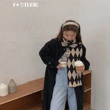 2022 Retro Plaid Long Wild Neutral Scarf Autumn and Winter Knitted Wool Warmth Trend Fashionable Scarf Women's Scarf In Winter daiiibabyyy