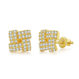 Daiiibabyyy Korean Fashion Full Zirconia Stud Earrings For Women Crystal Geometry Gold Color Ear Elegant Party Jewelry Accessories OHE128