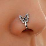 1Pc Crystal Butterfly Fake Nose Ring Non Piercing Clip On Nose Ring Indian Style Nose Cuff Fake Piercing Septum Nariz Jewelry daiiibabyyy