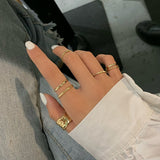 Hiphop/Rock Metal Geometry Of Circular Ring Open Forefinger Punk Accessories Buckle Joint Tail Ring Women Jewelry Gifts