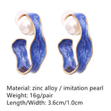 New Mutilcolor Enamel Pearl Circel Geometric Dripping Oil Metal  Hoop Earrings for Women Girls Travel Jewelry HUANZHI 2022 daiiibabyyy