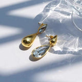 Daiiibabyyy Statement Water Drop Metallic Dangle Earrings For Female High Grade AB Earring