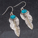 Vintage Silver Filling Pattern Leaves Hook Earring Women's Creativity Inlaid Green Stones Dangle Earring for Women Party Jewelry daiiibabyyy
