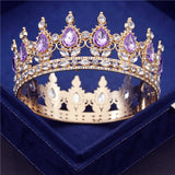 Daiiibabyyy Gold Purple Queen King Bridal Crown For Women Headdress Prom Pageant Wedding Tiaras and Crowns Hair Jewelry Accessories
