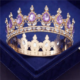 Daiiibabyyy Purple Crown Metal Circle Diadem Girls Birthday Party Diadem Queen Tiaras Wedding Hair Jewelry Bridal Headdress