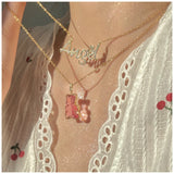 MENGJIQIAO Korean Delicate Shiny Zircon Butterfly  Choker For Women Sweet Angel Letters Crystal Pendant Necklace Jewelry daiiibabyyy