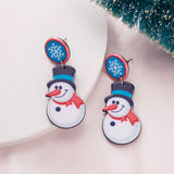 New Trendy Geometric Round Statement Earrings Cartoon Cute Snowman Snowflake Christmas Earrings Piercing Ear Jewelry for Women daiiibabyyy