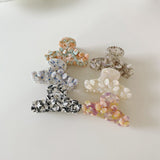 Korean New Acetate Flower Inlaid Color Rhinestones BlingBling Exquisite Ponytail Clip Female Noble Elegant Clip Hair Accessories daiiibabyyy