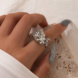 Vintage Antique Silver Color Lion Head Rings for Women Retro Fashion Exaggerate Animal Forefinger Ring Exquisite Jewelry Ladies