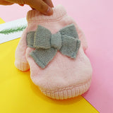 Pet Dog Clothes Autumn Thick Pink Red Sweater Chenille Bowknot Hoodies For Small Medium Dog Costumes Bulldog Teddy Puppy Sweater daiiibabyyy