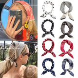 Square Silk Scarf Bandana Polka Dot Stripe Print Hairband Neck Scarfs Women Girls Headbands Hair Tie Shawl Hair Accessories Gift daiiibabyyy