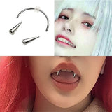 Daiiibabyyy Stainless Steel Vampire Teeth Smiley Piercing Jewelry Tooth Fangs Pack of 10 Traditional Zombie Decoration Halloween Cosplay