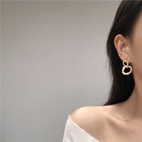 Korean geometric irregular freshwater pearl earrings, simple fashion women's earrings, 2022  new style daiiibabyyy
