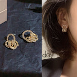 Stud Earrings for Women Simple Exquisite Crystal Geometric Annular Earrings Fashionable Light Earrings Jewelry Wholesale daiiibabyyy