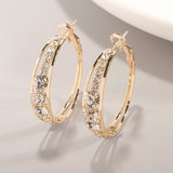 Exquisite Fashion Female Jewelry Silver and Gold Filling White Zircon Crystal Hoop Drop Earrings for Women Wedding Earrings daiiibabyyy