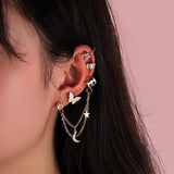 Crown U-shaped Ear Clips Hollow Butterfly Etro Earrings For Women Pendientes Mujer Long Earrings Piercing Ear Cuffs Clip daiiibabyyy