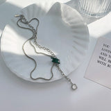 Fashion New Design Drip Oil Knotted Button Metal Chain Choker For Women Girls Sqaure Crystal Pendant Necklace Jewelry Gifts daiiibabyyy