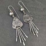 Retro Silver Color Long Tassel Pendant Earrings Fashion Bohemian Antique Women's Imitation Pearls Flower Drop Earrings Jewelry daiiibabyyy