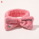 New Women Hair Accessories Fashion Letter Coral Fleece Wash Face Bow Hairbands For Women Girls Elastic Soft Turban Headbands daiiibabyyy