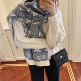Women's Scarf Winter Christmas Scarf Female Autumn and Winter Korean Version of Wool Knitting Thick Warmth All-match Red Scarf daiiibabyyy