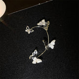 Daiiibabyyy Fashion Elegant Hollow Butterfly Ear Bone Clip for Women Non Piercing Shiny Zircon Ear Cuff Clips Earrings Wedding Party Jewelry
