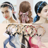 Vintage Pearl Bezel Headband Ladies  Pearl Ribbon Hairband For Woman Girls  Hair Accessories Fashion Hairhoop Styling Headwear daiiibabyyy
