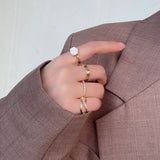 Personality simple and irregular double drop oil gold hollow ring 2022 new fashion women's ring party gifts jewelry wholesale daiiibabyyy