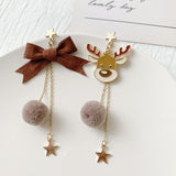 New Cute Pompon Snowman Christmas Tree Drop Earrings Fashion Snowflake Santa Claus Christmas Earrings For Women Party Jewelry daiiibabyyy