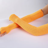 New Long Fingerless Gloves Womens Winter Warmer Knitted Arm Sleeve Fine Casual Soft Girl Goth Clothes Women Punk Gothic Gloves daiiibabyyy