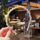 New Simple Full Pearls Women Hairbands Sweet Headband Hair Hoops Holder Ornament Head Band Lady Elegant Fashion Hair Accessories daiiibabyyy