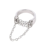 Punk Fashion Black Silver Color Chain Rings Open Adjustable Cool Women Men Ring Jewelry Accessories daiiibabyyy