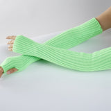 New Long Fingerless Gloves Womens Winter Warmer Knitted Arm Sleeve Fine Casual Soft Girl Goth Clothes Women Punk Gothic Gloves daiiibabyyy